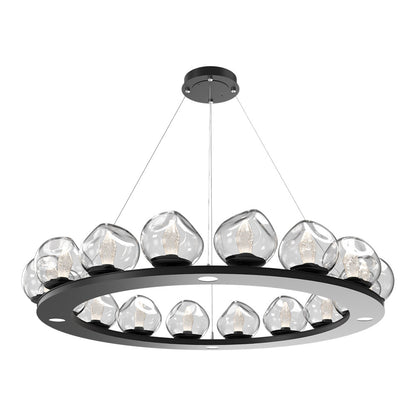 Luna Ring Clear LED Chandelier in Matte Black/Geo Crystal (48.13-Inch).