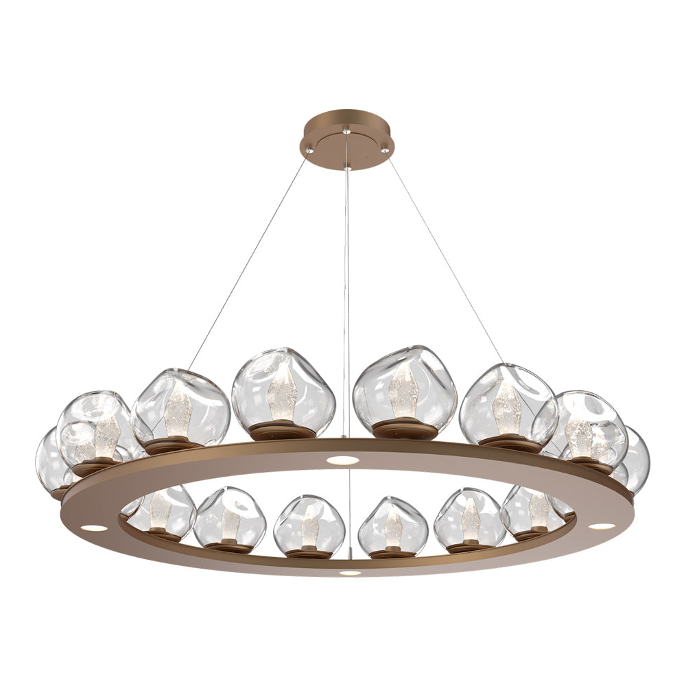 Luna Ring Clear LED Chandelier in Novel Brass/Geo Crystal (48.13-Inch).