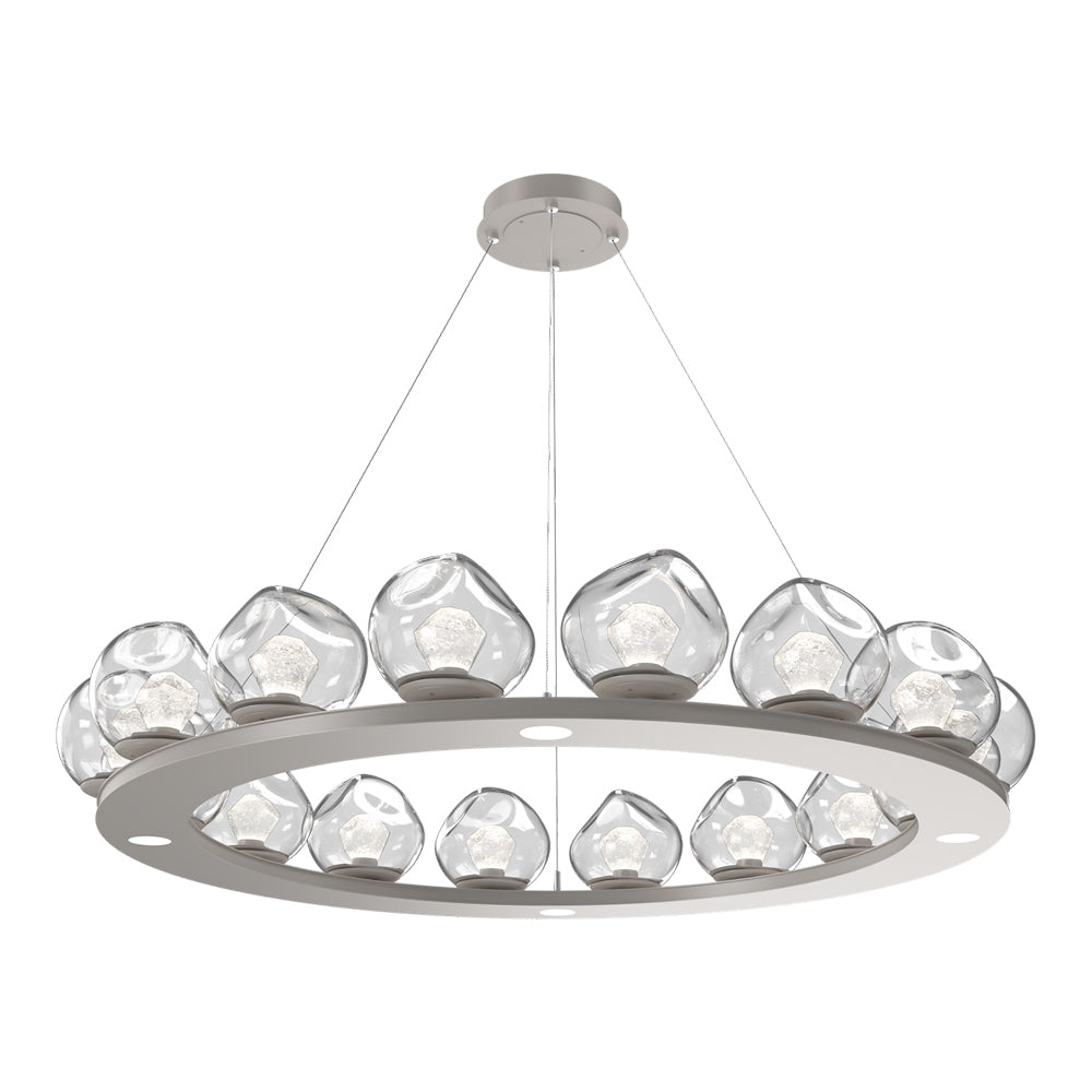 Luna Ring Clear LED Chandelier in Beige Silver/Zircon Crystal (48.13-Inch).
