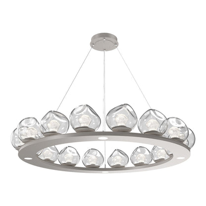 Luna Ring Clear LED Chandelier in Beige Silver/Zircon Crystal (48.13-Inch).
