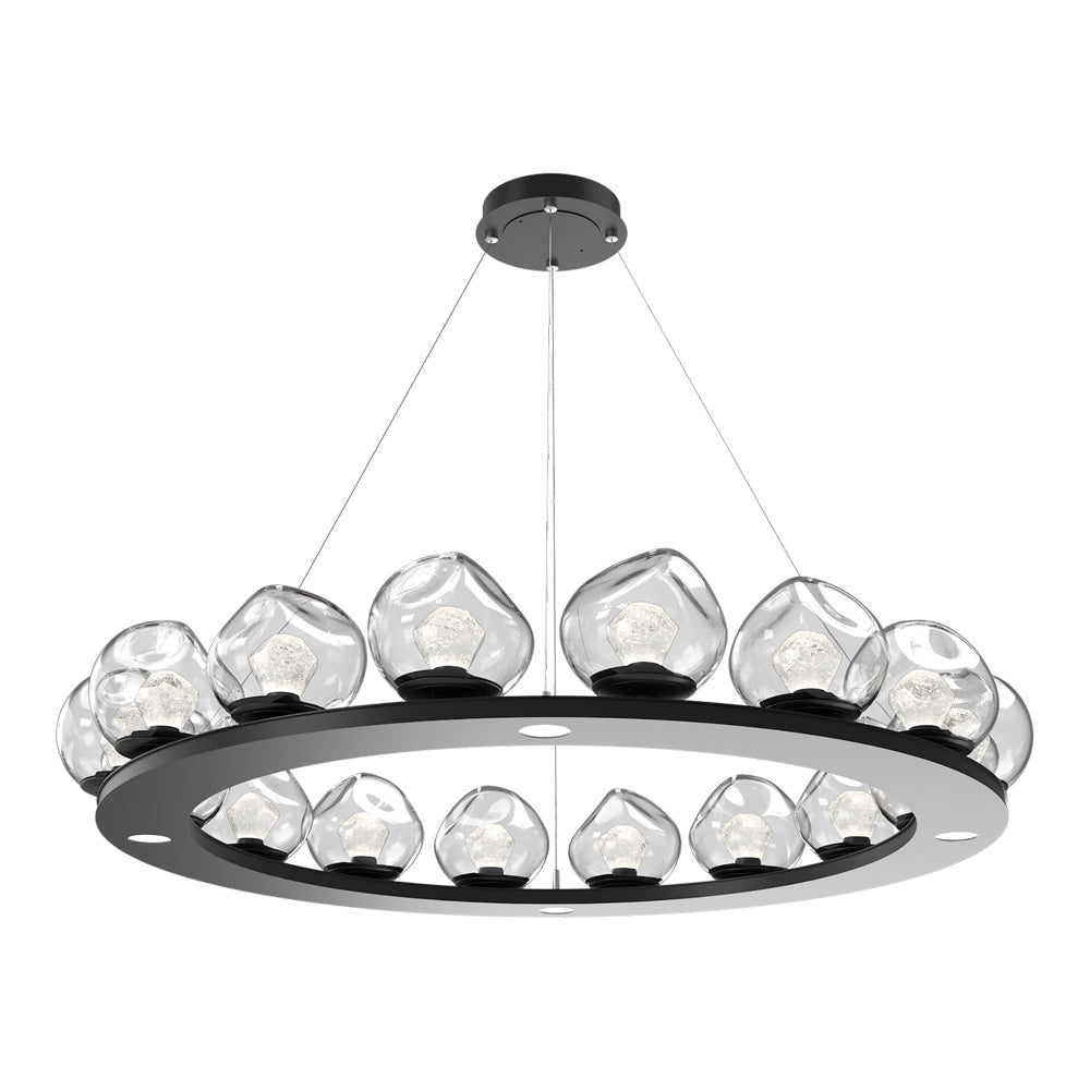 Luna Ring Clear LED Chandelier in Matte Black/Zircon Crystal (48.13-Inch).