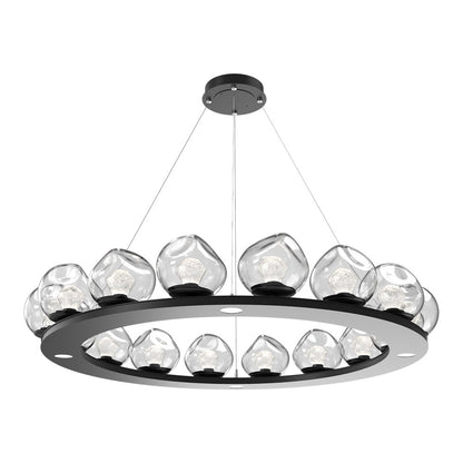 Luna Ring Clear LED Chandelier in Matte Black/Zircon Crystal (48.13-Inch).