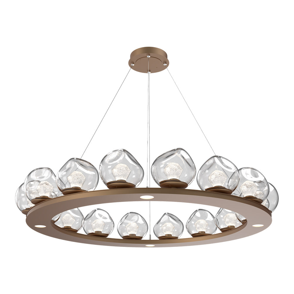 Luna Ring Clear LED Chandelier in Novel Brass/Zircon Crystal (48.13-Inch).