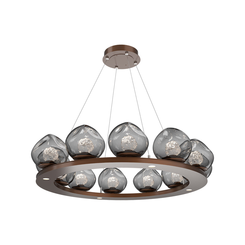 Luna Ring Smoke LED Chandelier in Burnished Bronze/Floret Crystal (37.8-Inch).