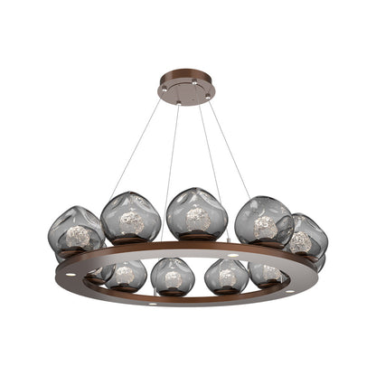 Luna Ring Smoke LED Chandelier in Burnished Bronze/Floret Crystal (37.8-Inch).