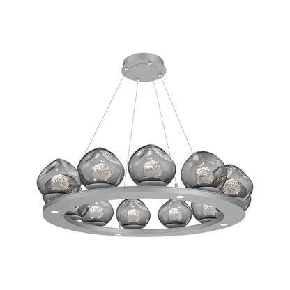 Luna Ring Smoke LED Chandelier in Classic Silver/Floret Crystal (37.8-Inch).