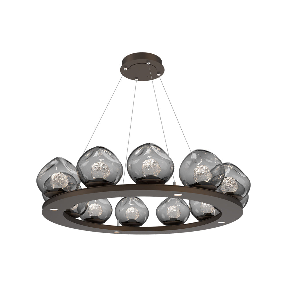 Luna Ring Smoke LED Chandelier in Flat Bronze/Floret Crystal (37.8-Inch).