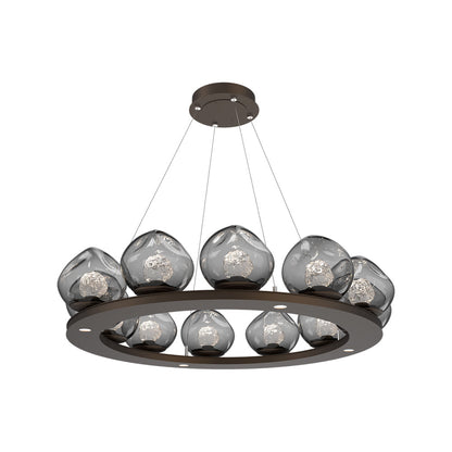 Luna Ring Smoke LED Chandelier in Flat Bronze/Floret Crystal (37.8-Inch).