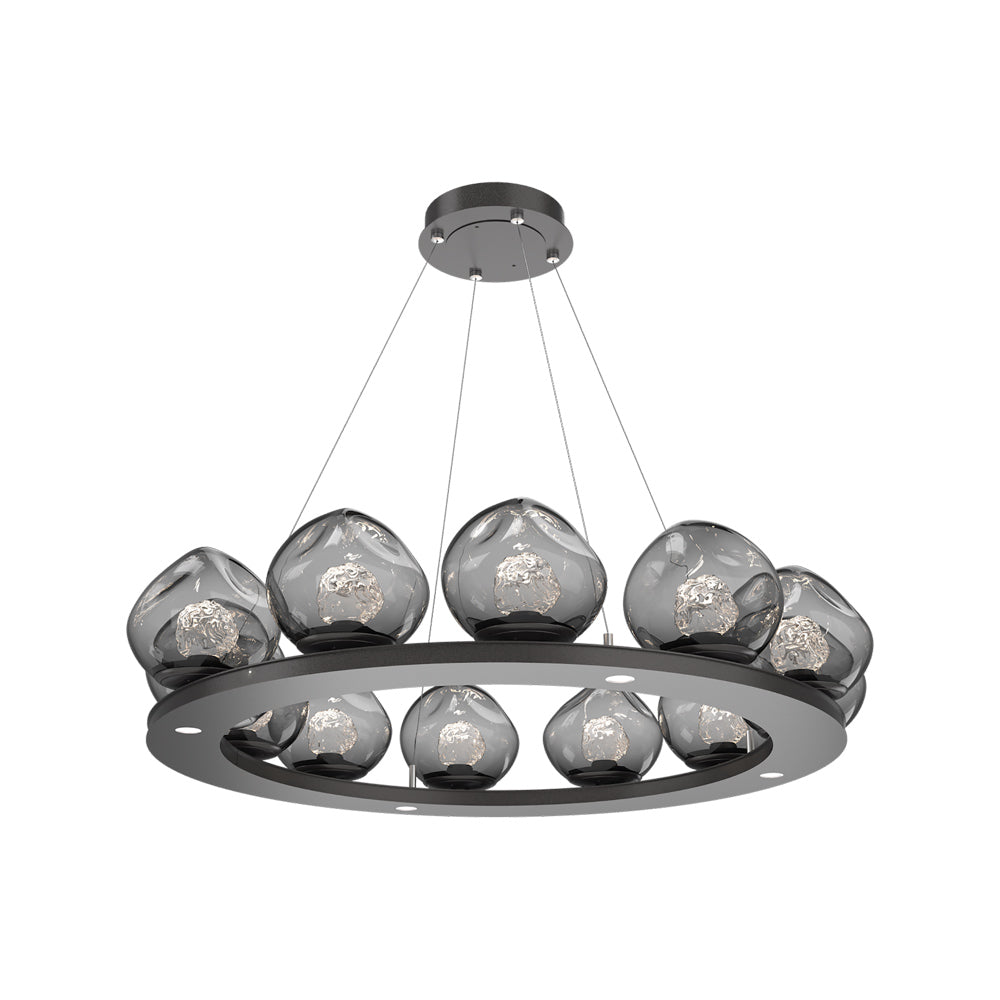 Luna Ring Smoke LED Chandelier in Graphite/Floret Crystal (37.8-Inch).