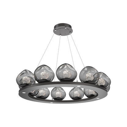 Luna Ring Smoke LED Chandelier in Graphite/Floret Crystal (37.8-Inch).