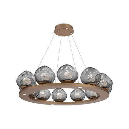 Luna Ring Smoke LED Chandelier in Novel Brass/Floret Crystal (37.8-Inch).