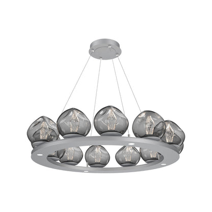 Luna Ring Smoke LED Chandelier in Classic Silver/Geo Crystal (37.8-Inch).