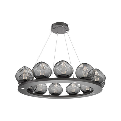 Luna Ring Smoke LED Chandelier in Graphite/Geo Crystal (37.8-Inch).