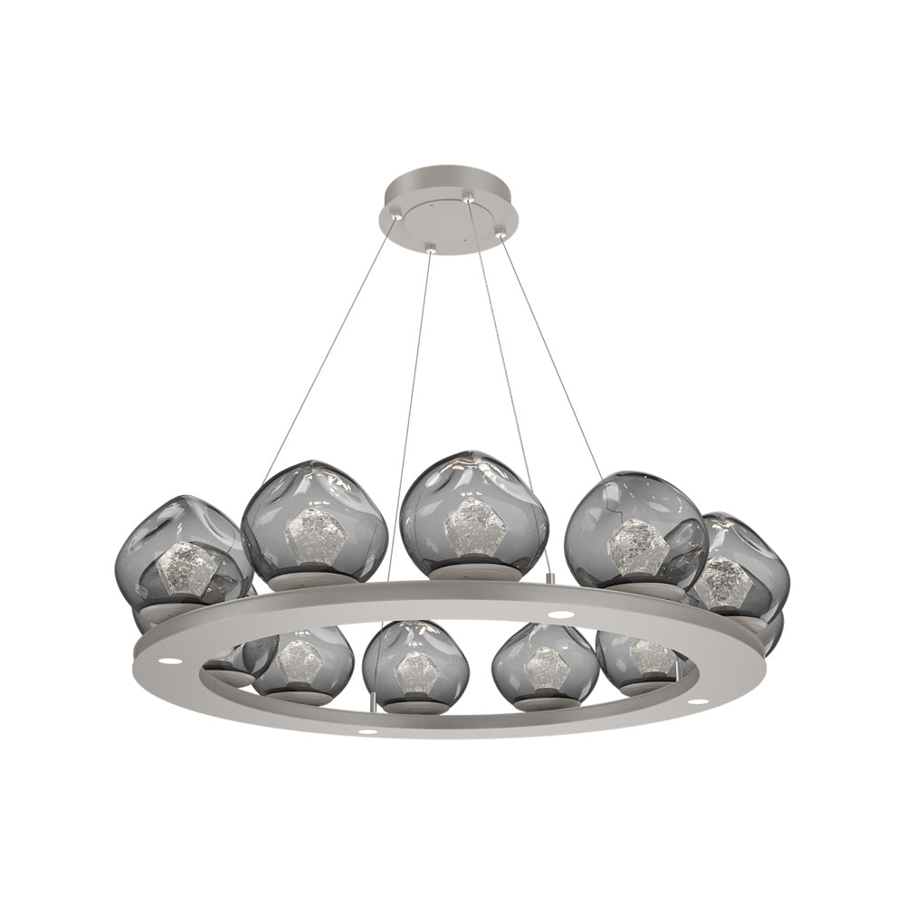 Luna Ring Smoke LED Chandelier in Beige Silver/Zircon Crystal (37.8-Inch).