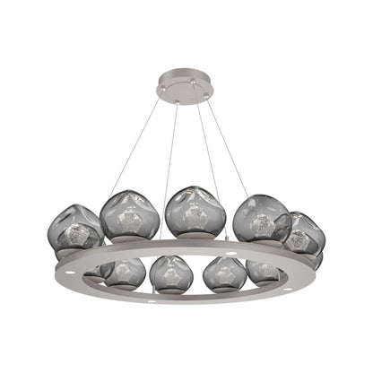 Luna Ring Smoke LED Chandelier in Beige Silver/Zircon Crystal (37.8-Inch).