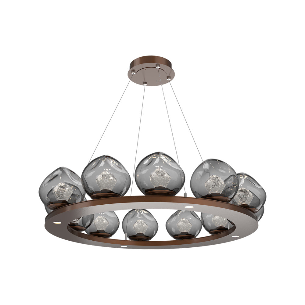Luna Ring Smoke LED Chandelier in Burnished Bronze/Zircon Crystal (37.8-Inch).