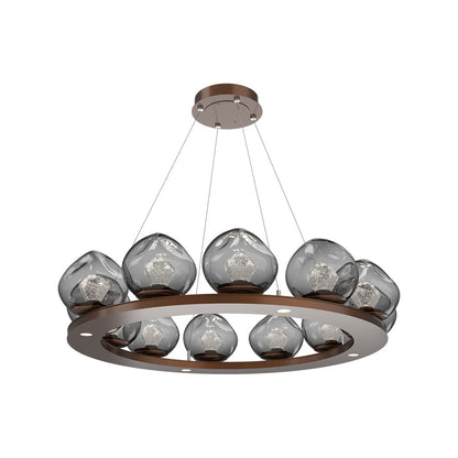 Luna Ring Smoke LED Chandelier in Burnished Bronze/Zircon Crystal (37.8-Inch).