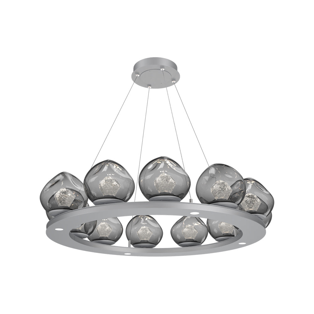 Luna Ring Smoke LED Chandelier in Classic Silver/Zircon Crystal (37.8-Inch).
