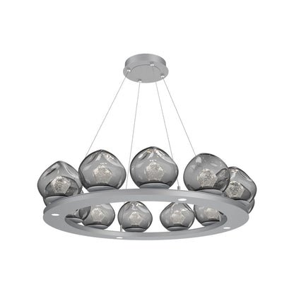 Luna Ring Smoke LED Chandelier in Classic Silver/Zircon Crystal (37.8-Inch).
