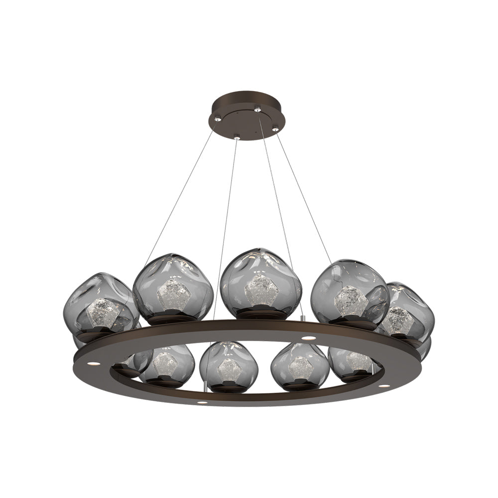 Luna Ring Smoke LED Chandelier in Flat Bronze/Zircon Crystal (37.8-Inch).