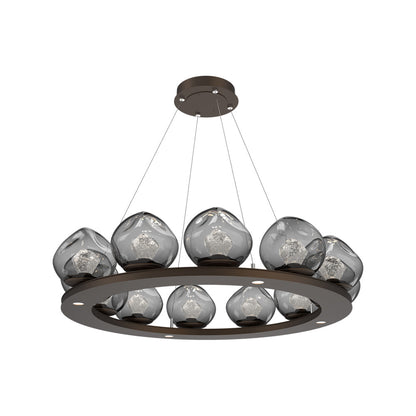 Luna Ring Smoke LED Chandelier in Flat Bronze/Zircon Crystal (37.8-Inch).