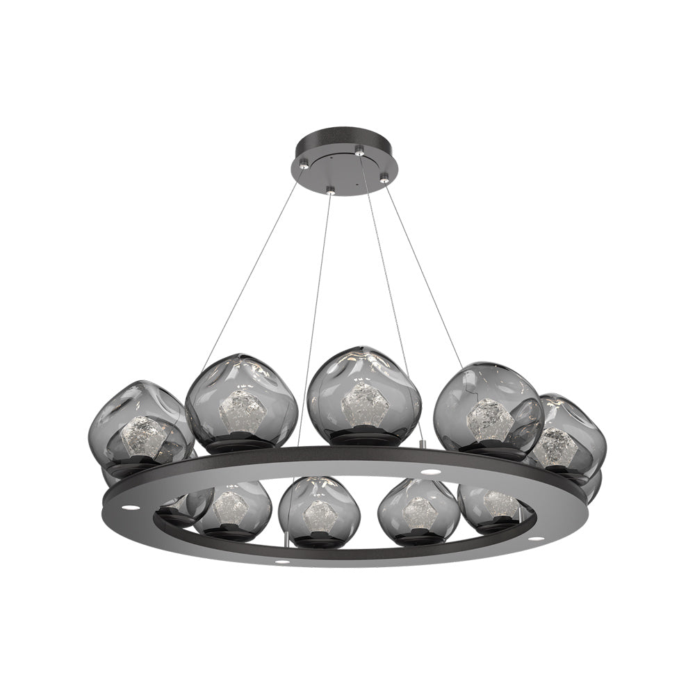 Luna Ring Smoke LED Chandelier in Graphite/Zircon Crystal (37.8-Inch).