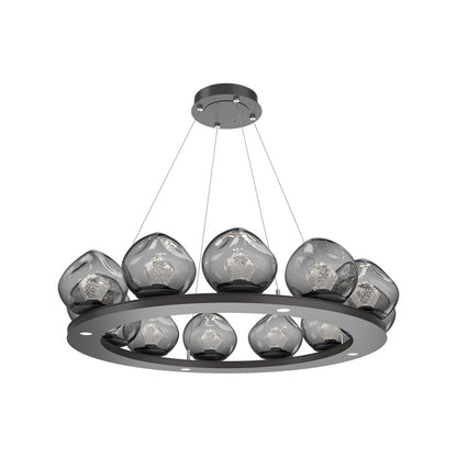 Luna Ring Smoke LED Chandelier in Graphite/Zircon Crystal (37.8-Inch).