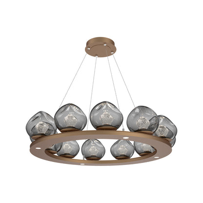 Luna Ring Smoke LED Chandelier in Novel Brass/Zircon Crystal (37.8-Inch).
