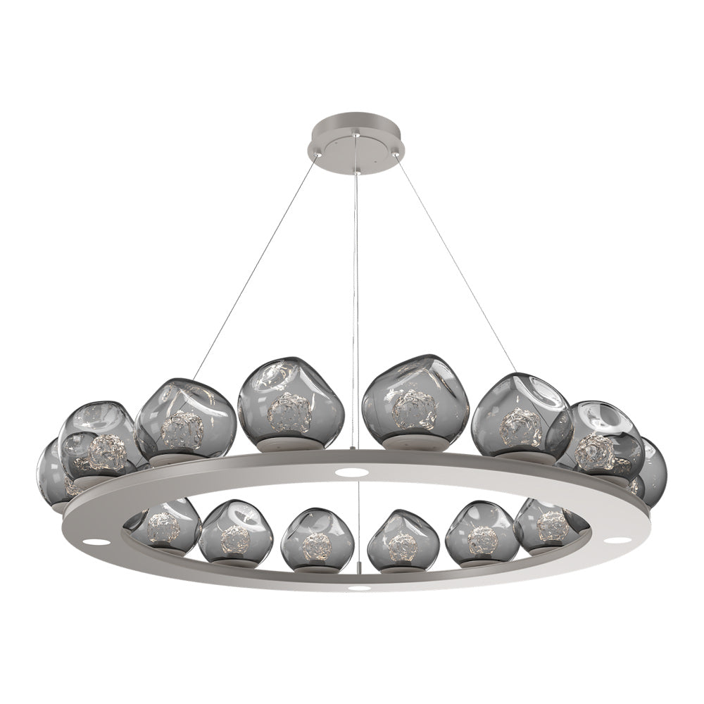 Luna Ring Smoke LED Chandelier in Beige Silver/Floret Crystal (48.13-Inch).