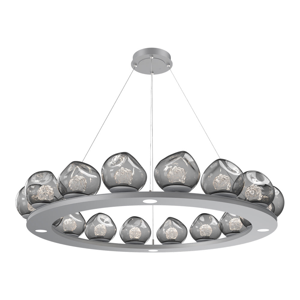 Luna Ring Smoke LED Chandelier in Classic Silver/Floret Crystal (48.13-Inch).