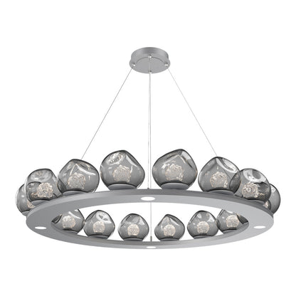 Luna Ring Smoke LED Chandelier in Classic Silver/Floret Crystal (48.13-Inch).