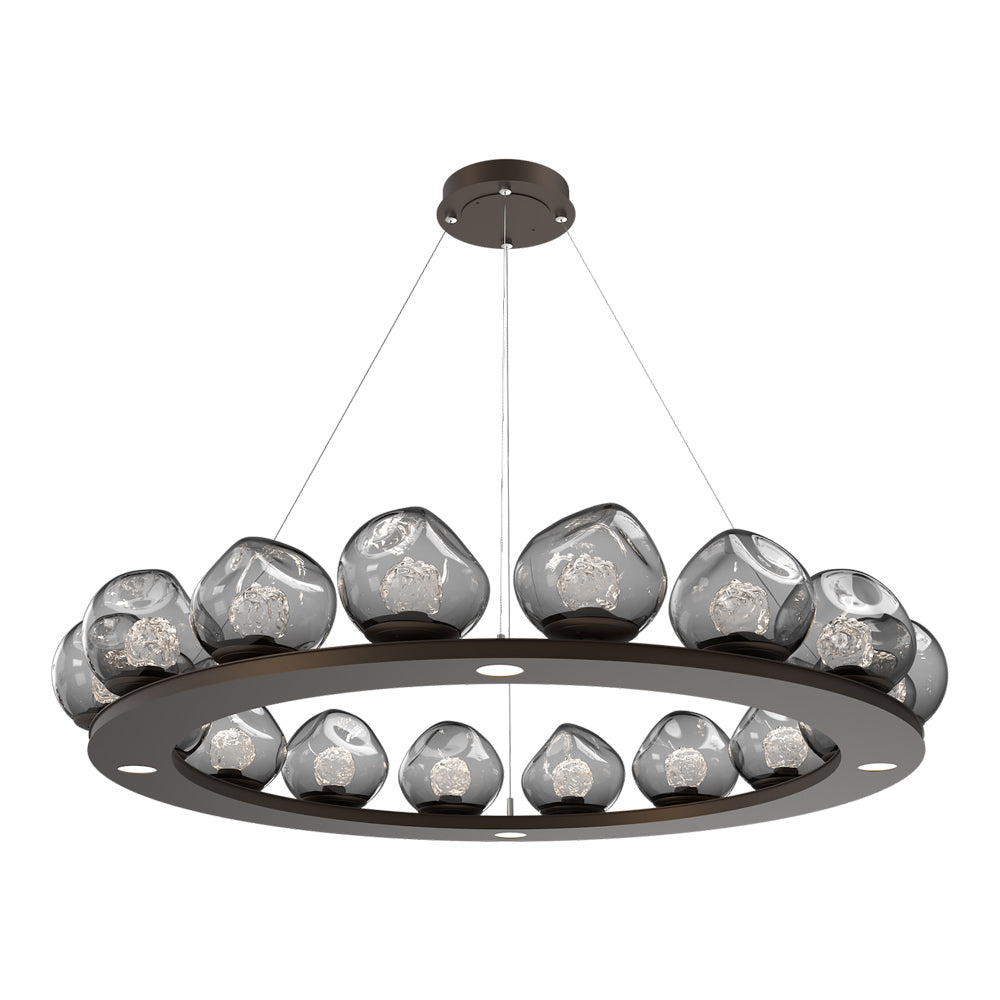 Luna Ring Smoke LED Chandelier in Flat Bronze/Floret Crystal (48.13-Inch).
