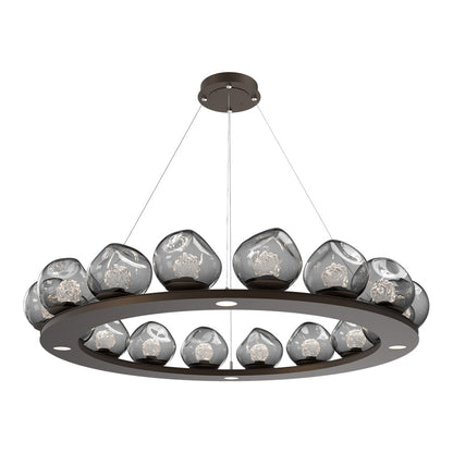 Luna Ring Smoke LED Chandelier in Flat Bronze/Floret Crystal (48.13-Inch).
