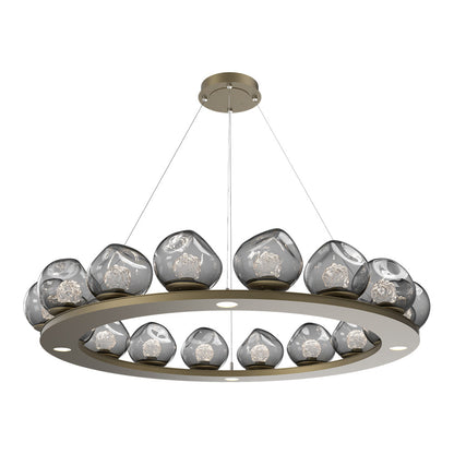 Luna Ring Smoke LED Chandelier in Gilded Brass/Floret Crystal (48.13-Inch).