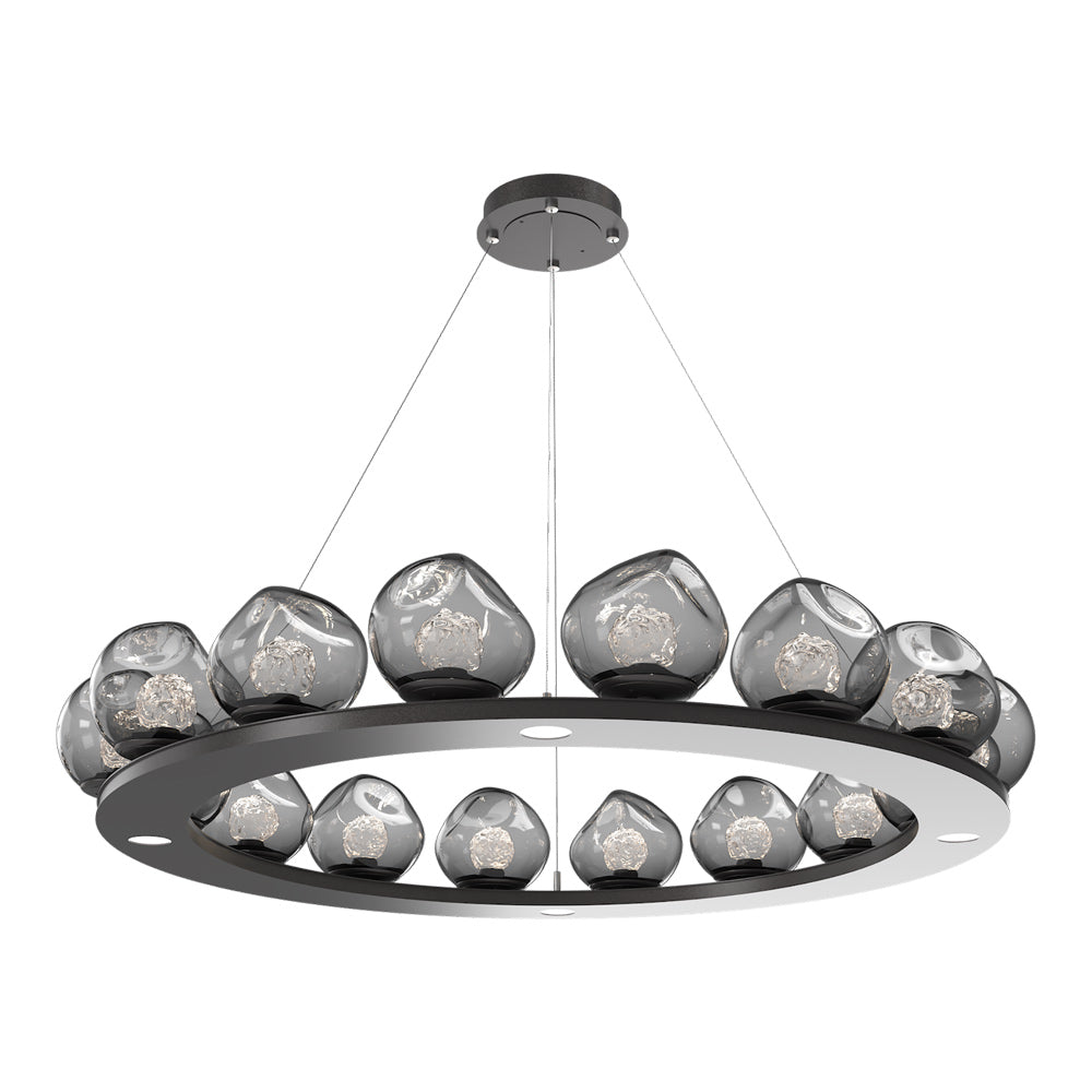 Luna Ring Smoke LED Chandelier in Graphite/Floret Crystal (48.13-Inch).