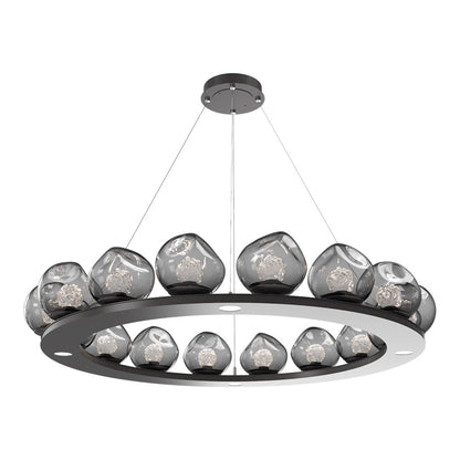 Luna Ring Smoke LED Chandelier in Graphite/Floret Crystal (48.13-Inch).