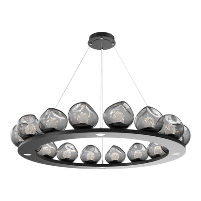 Luna Ring Smoke LED Chandelier in Matte Black/Floret Crystal (48.13-Inch).