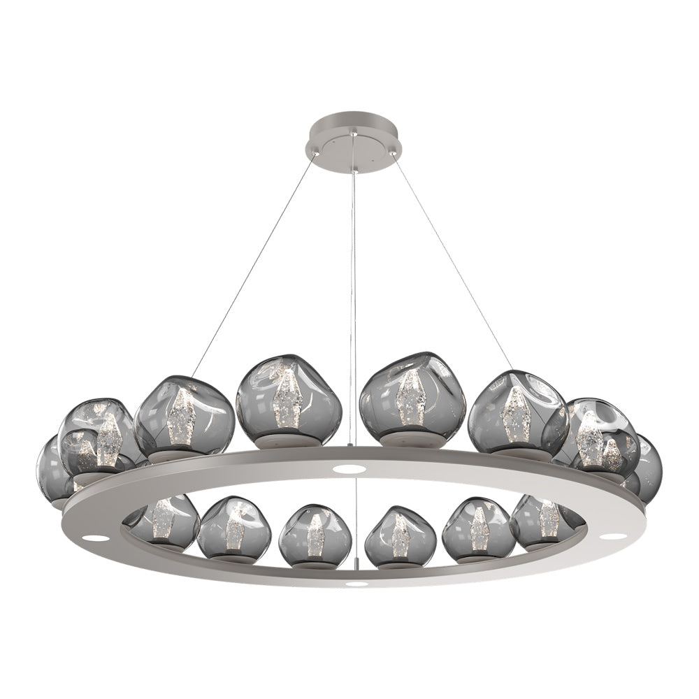 Luna Ring Smoke LED Chandelier in Beige Silver/Geo Crystal (48.13-Inch).