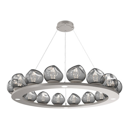 Luna Ring Smoke LED Chandelier in Beige Silver/Geo Crystal (48.13-Inch).