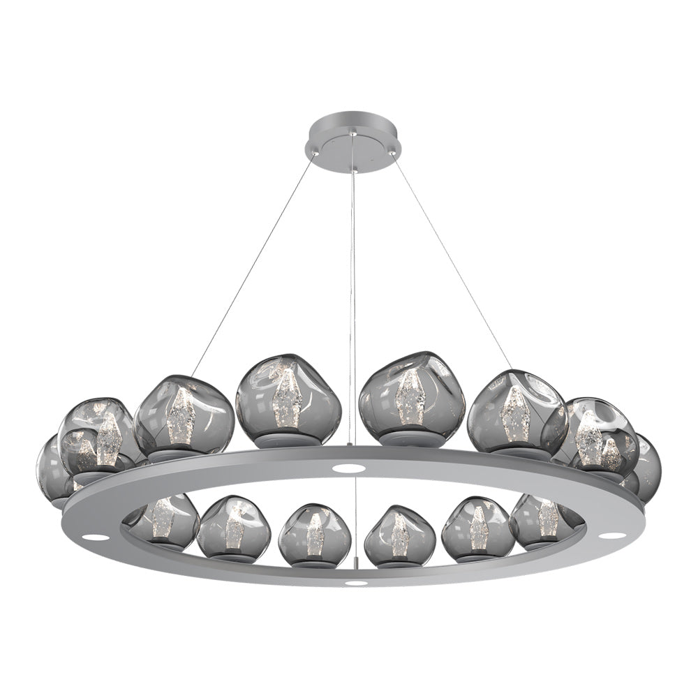 Luna Ring Smoke LED Chandelier in Classic Silver/Geo Crystal (48.13-Inch).
