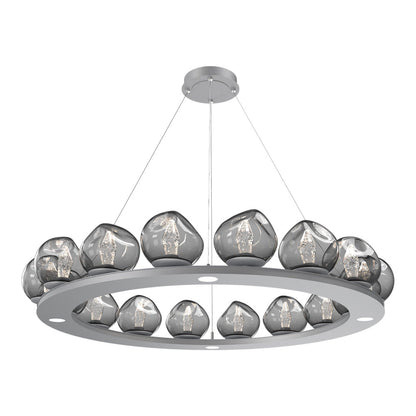 Luna Ring Smoke LED Chandelier in Classic Silver/Geo Crystal (48.13-Inch).