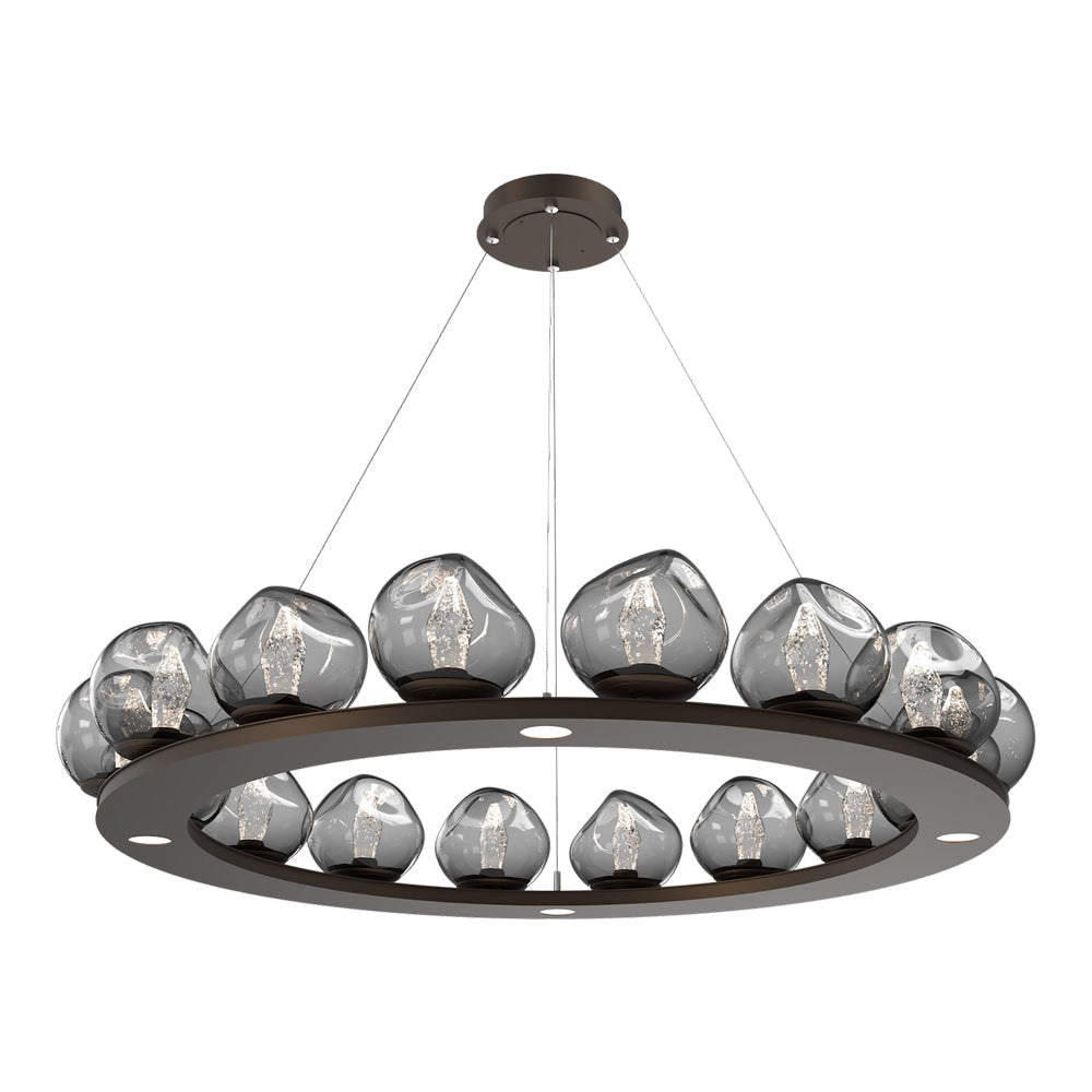 Luna Ring Smoke LED Chandelier in Flat Bronze/Geo Crystal (48.13-Inch).