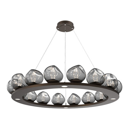 Luna Ring Smoke LED Chandelier in Flat Bronze/Geo Crystal (48.13-Inch).