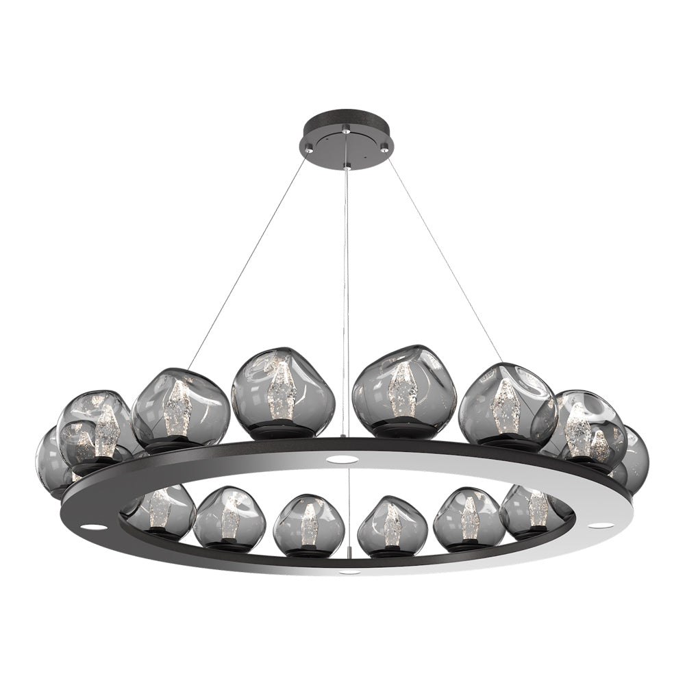 Luna Ring Smoke LED Chandelier in Graphite/Geo Crystal (48.13-Inch).