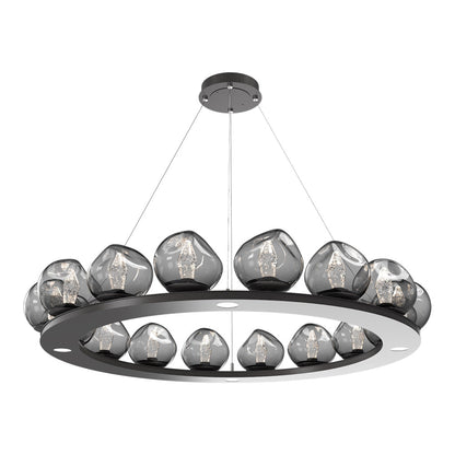 Luna Ring Smoke LED Chandelier in Graphite/Geo Crystal (48.13-Inch).