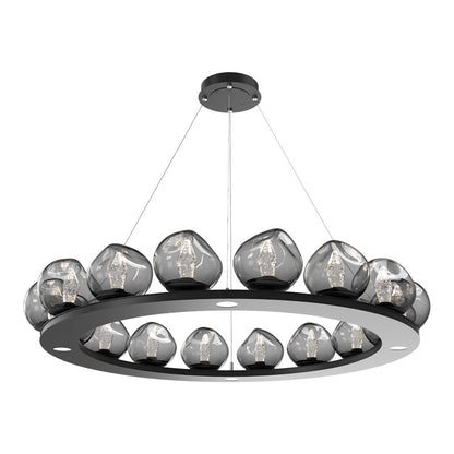 Luna Ring Smoke LED Chandelier in Matte Black/Geo Crystal (48.13-Inch).