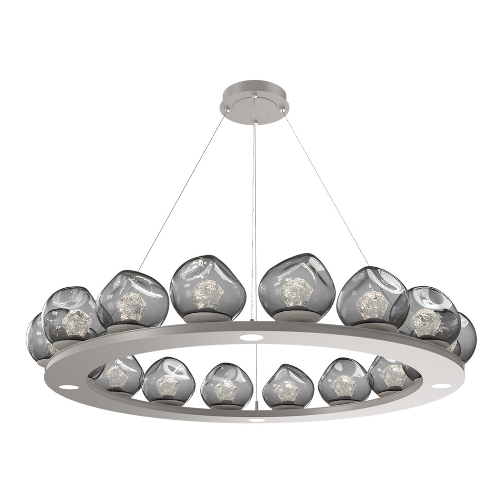 Luna Ring Smoke LED Chandelier in Beige Silver/Zircon Crystal (48.13-Inch).