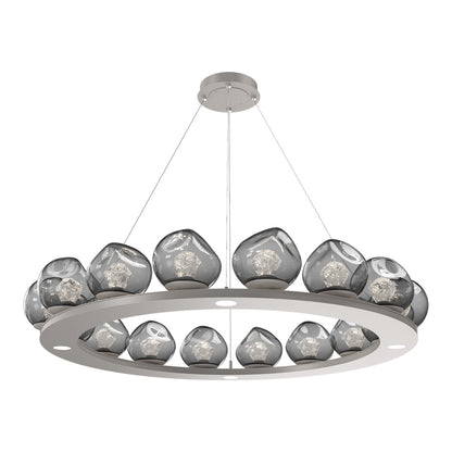 Luna Ring Smoke LED Chandelier in Beige Silver/Zircon Crystal (48.13-Inch).