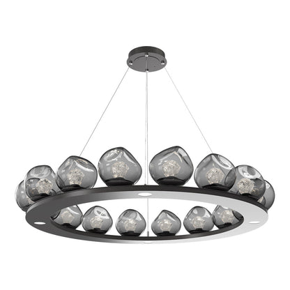 Luna Ring Smoke LED Chandelier in Graphite/Zircon Crystal (48.13-Inch).