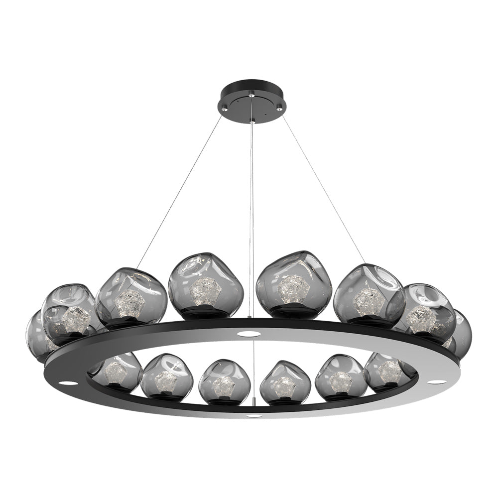 Luna Ring Smoke LED Chandelier in Matte Black/Zircon Crystal (48.13-Inch).